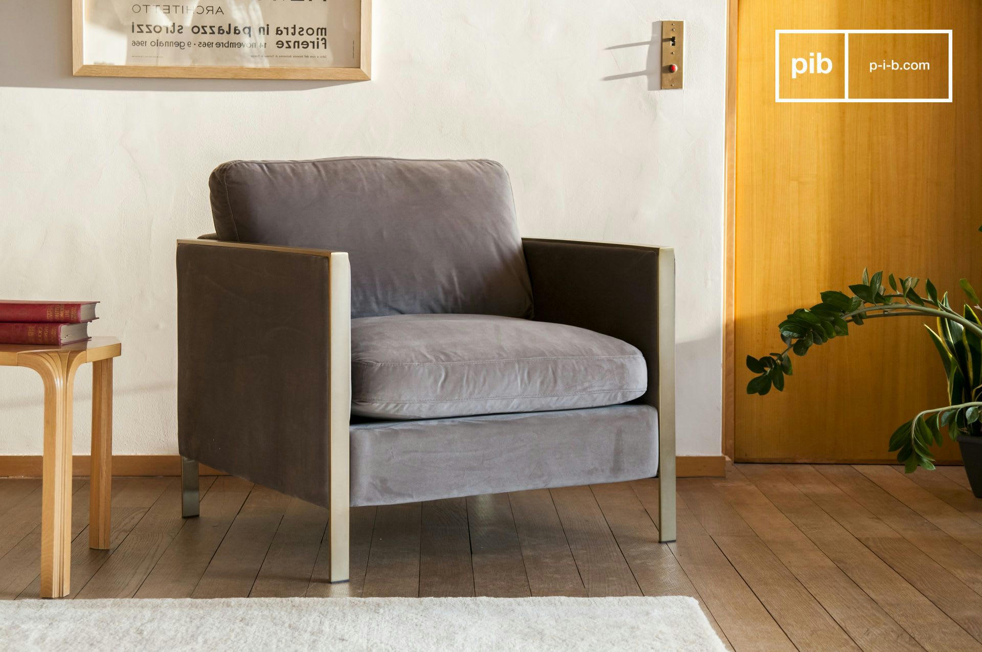 BROMPTON - Fauteuil en velours gris