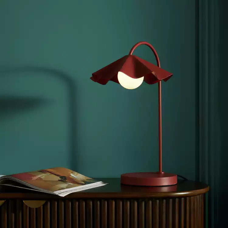 Habitat Yuno Pleat Metal Table Lamp - Red