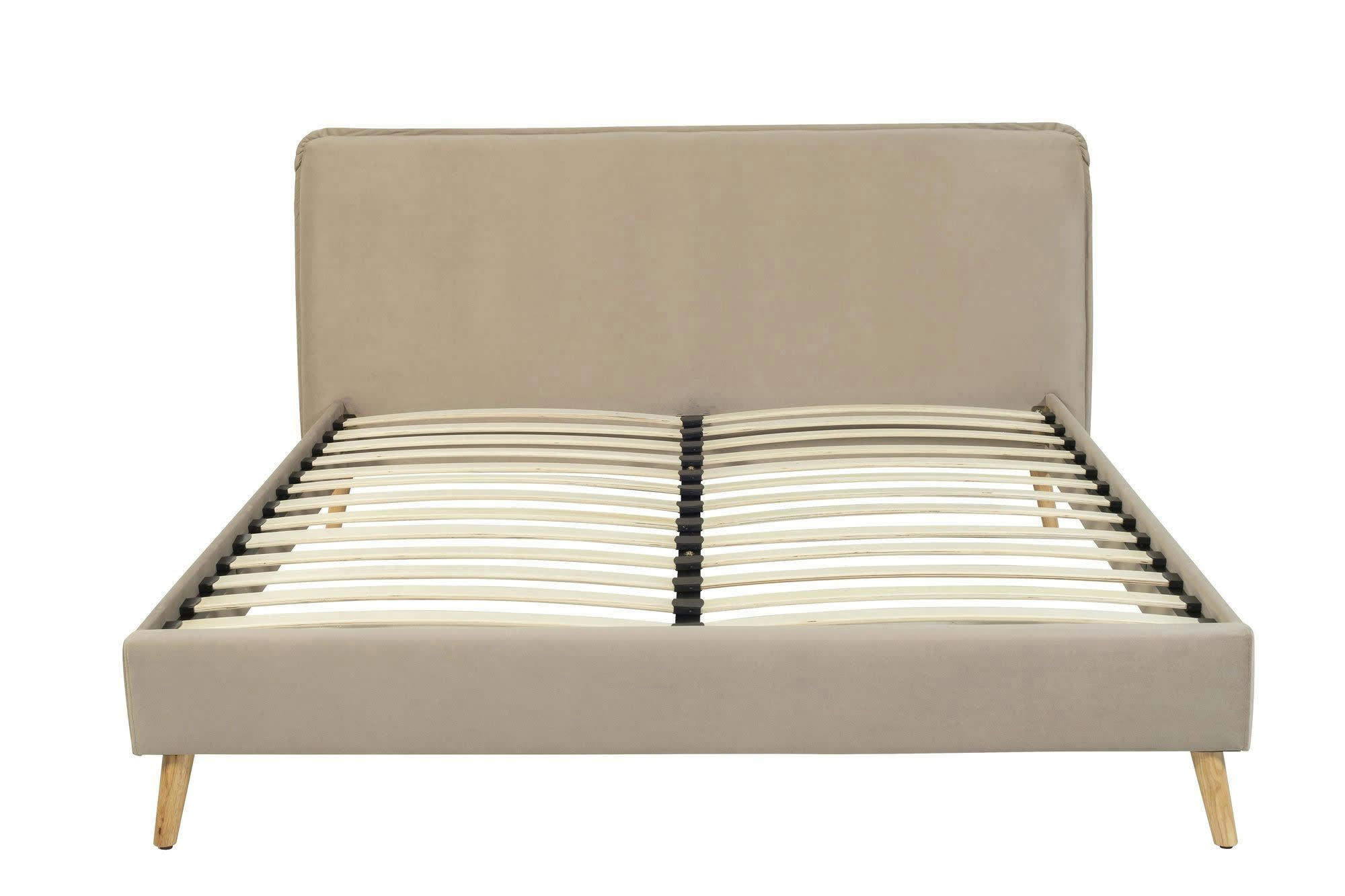 THAIS - Lit avec sommier 2 places  en tissu beige sable 160x200