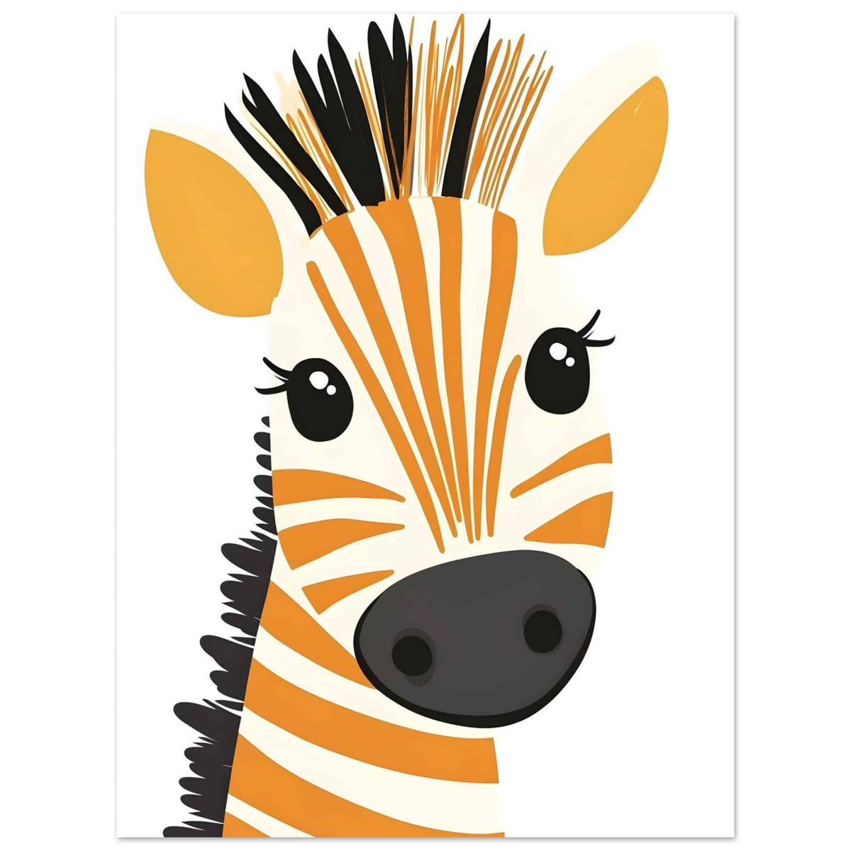 Artfulprints Poster Vrolijke zebra  - 30x40 cm - Bruin