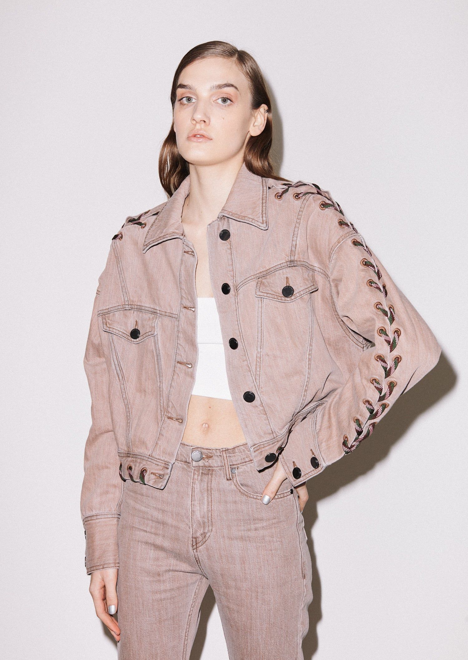 House of Holland House Of Holland Lace-Up Denim Jacket
