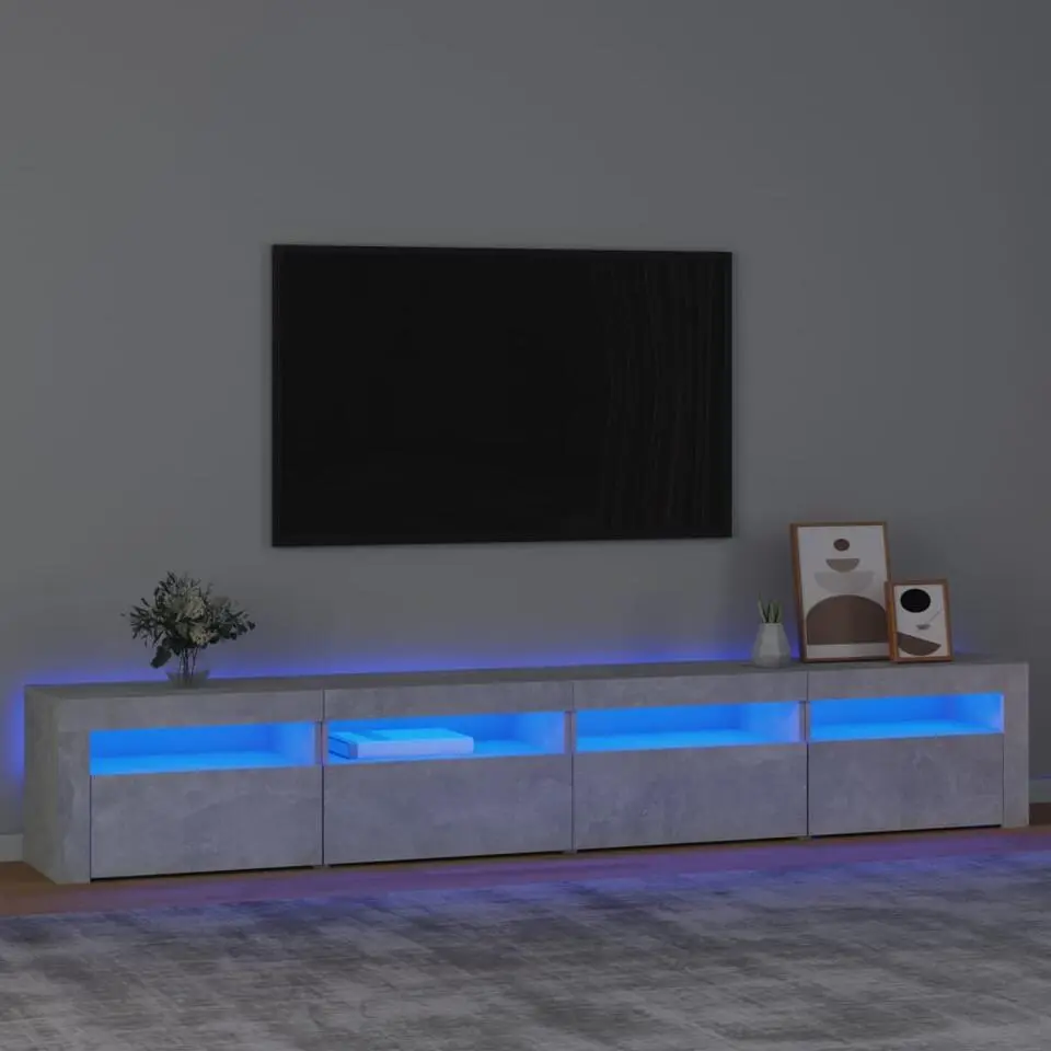 vidaXL - 3-delige TV-meubel met LED 4 deuren - Betongrijs - Hout - 240x35x40 cm