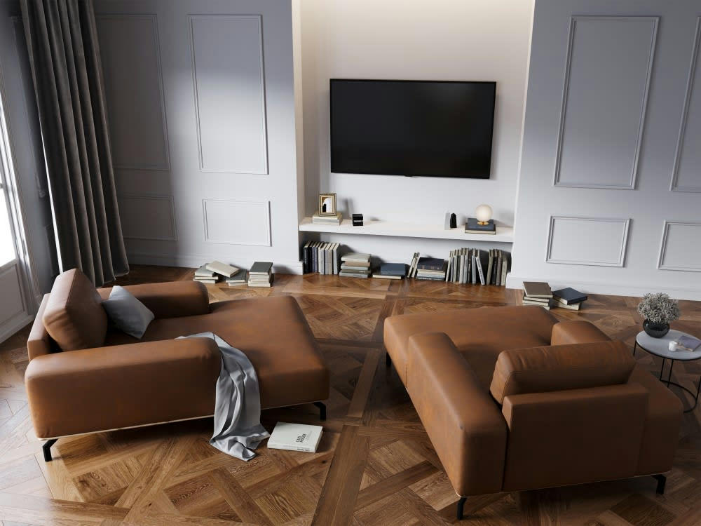 MARC - Méridienne 1 place en cuir marron