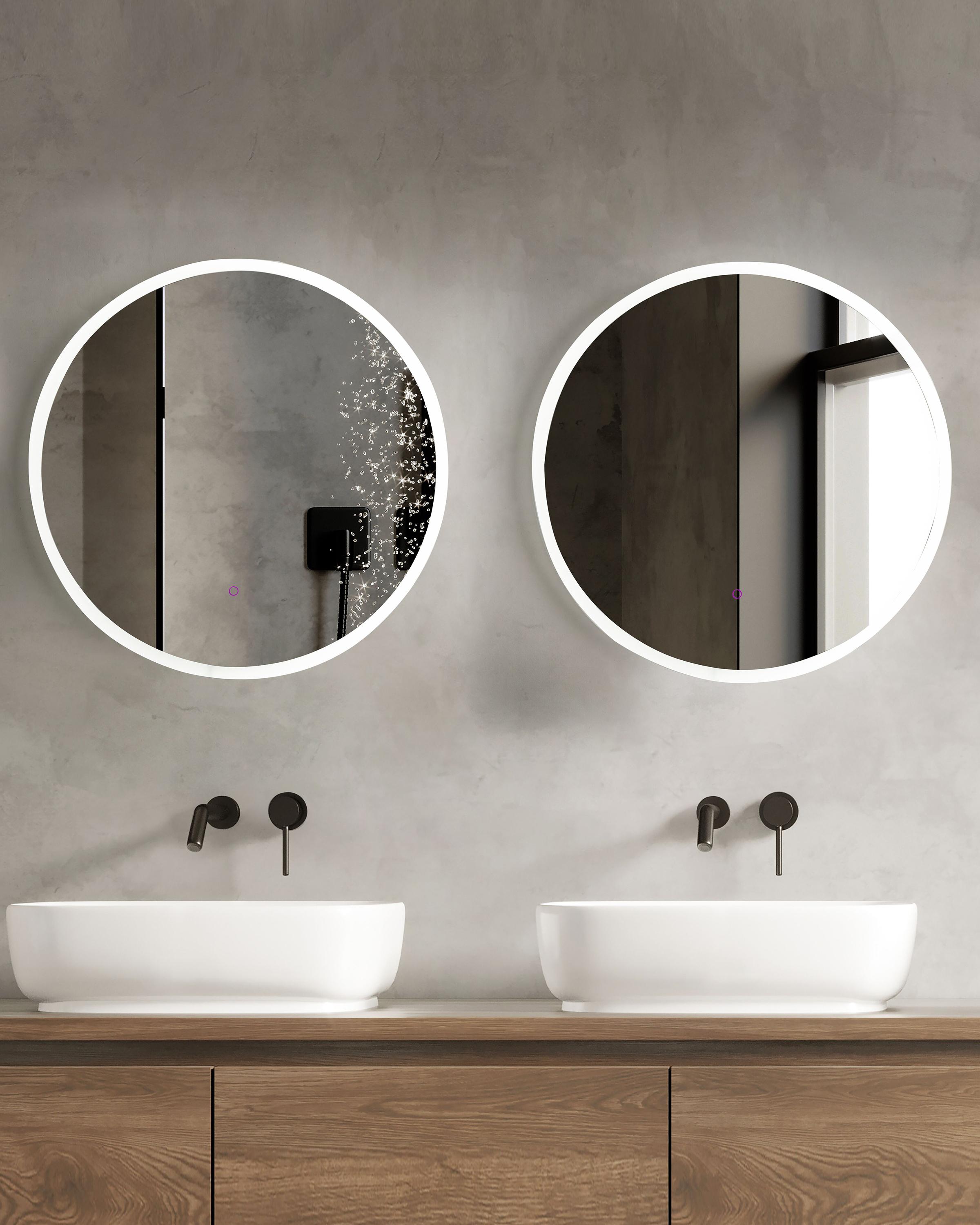 LED Bathroom Mirror DEAUVILLE 79 cm 79 cm Silver