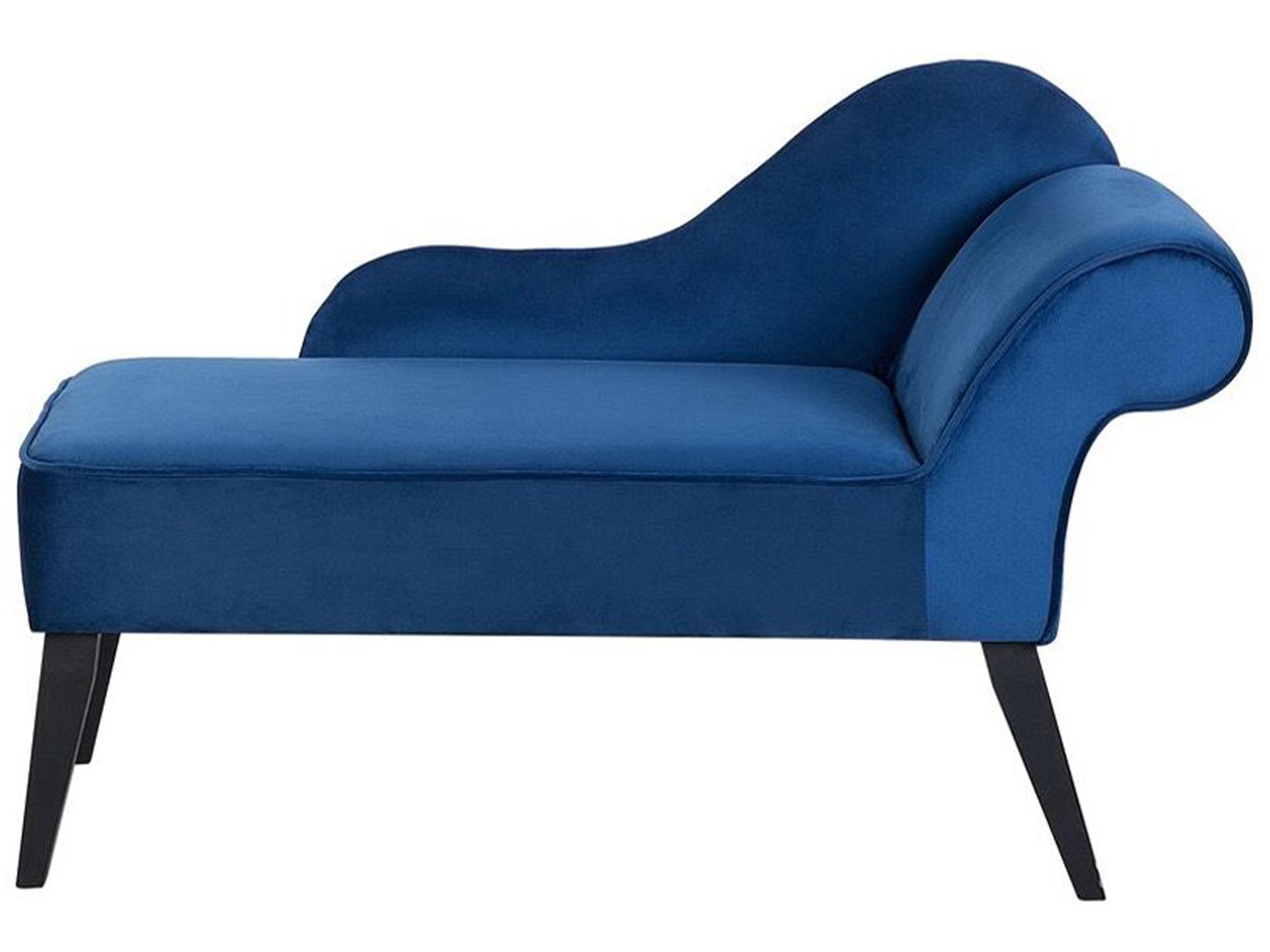 Left-Hand Chaise Longue BIARRITZ Velvet Navy Blue