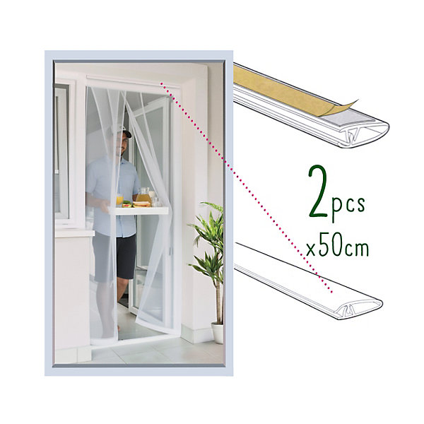 Lot de 4 Moustiquaire de porte 100 x 220 cm avec Fixation auto-agrippante, protection contre moustiques, mouches et araignées