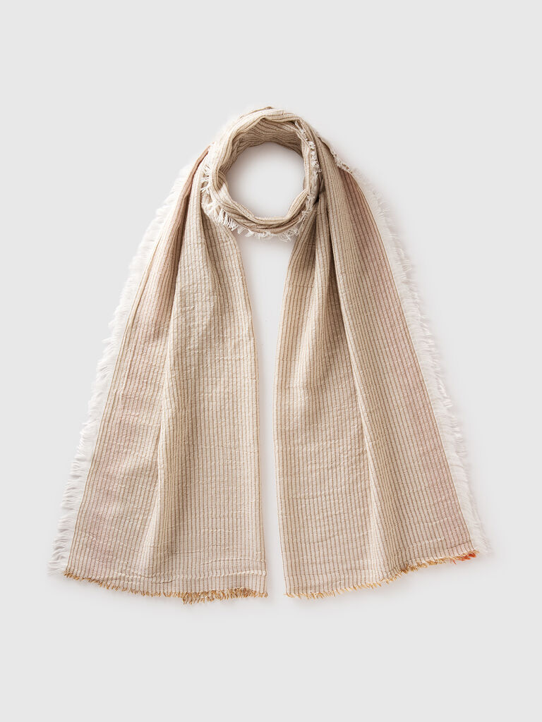 Striped linen blend scarf