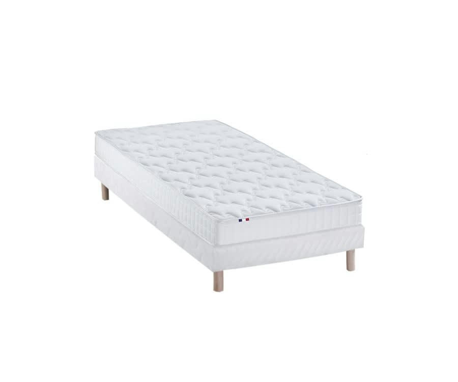 ENSEMBLE AZUR - Ensemble matelas mémoire de forme sommier blanc 90x200