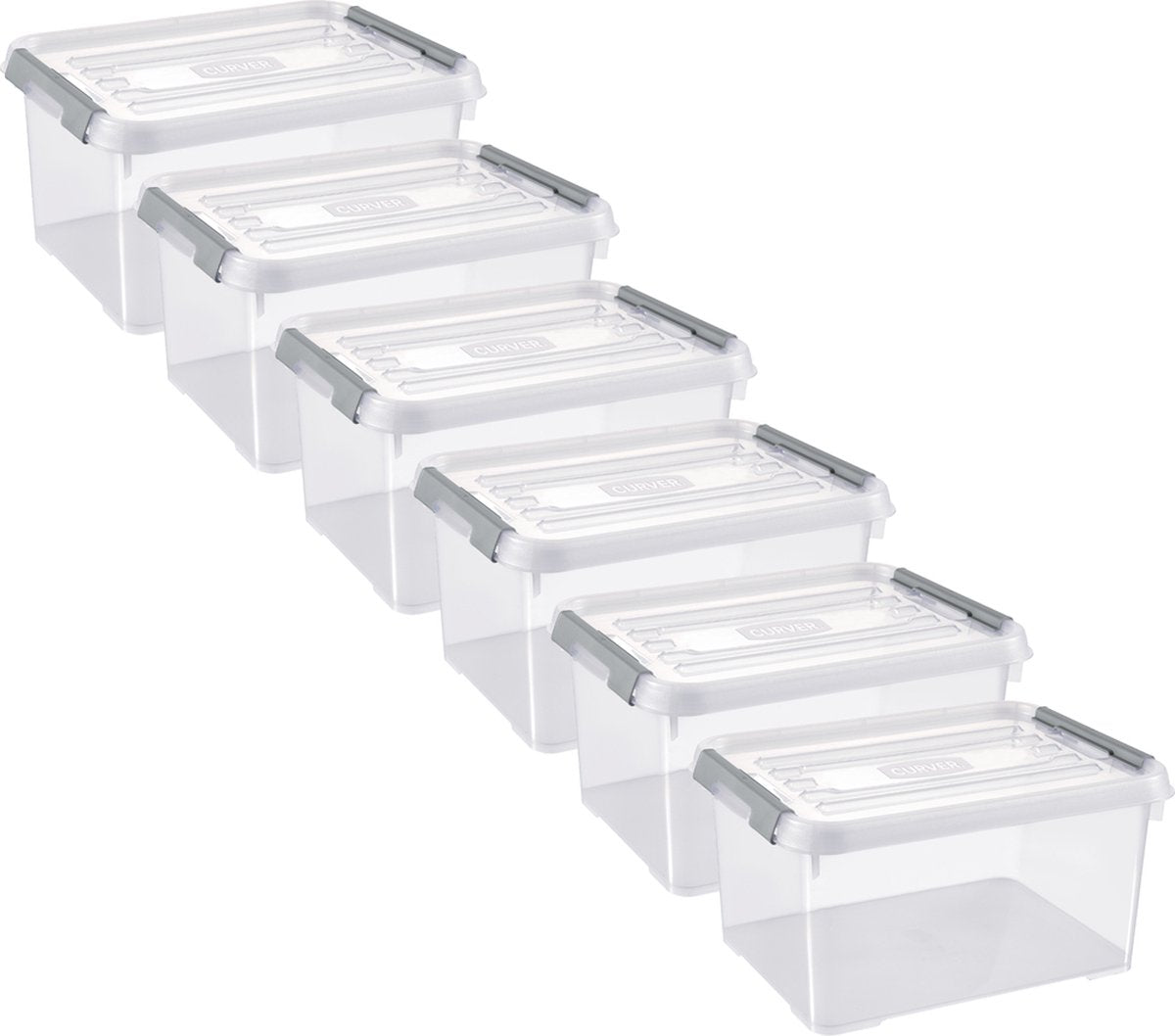 Curver Handy  Opbergbox - 15L - 6 stuks - Transparant met deksel