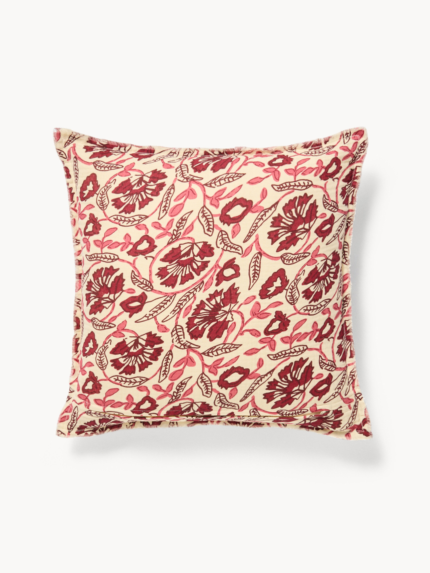 Cuscino 50x50 in garza di cotone stampato con frangette