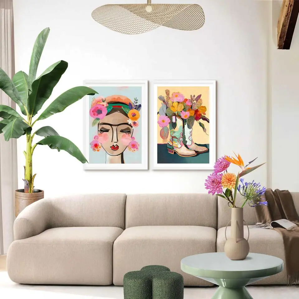 Set poster met lijst - Blossom Boots