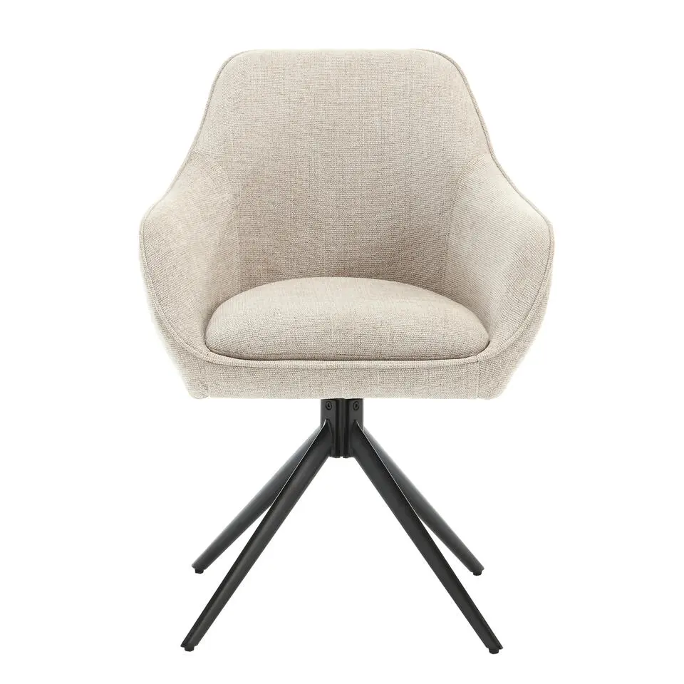 Livingfurn - Eetkamerstoel Thomas Toffee - Beige - Stof - Set van 2