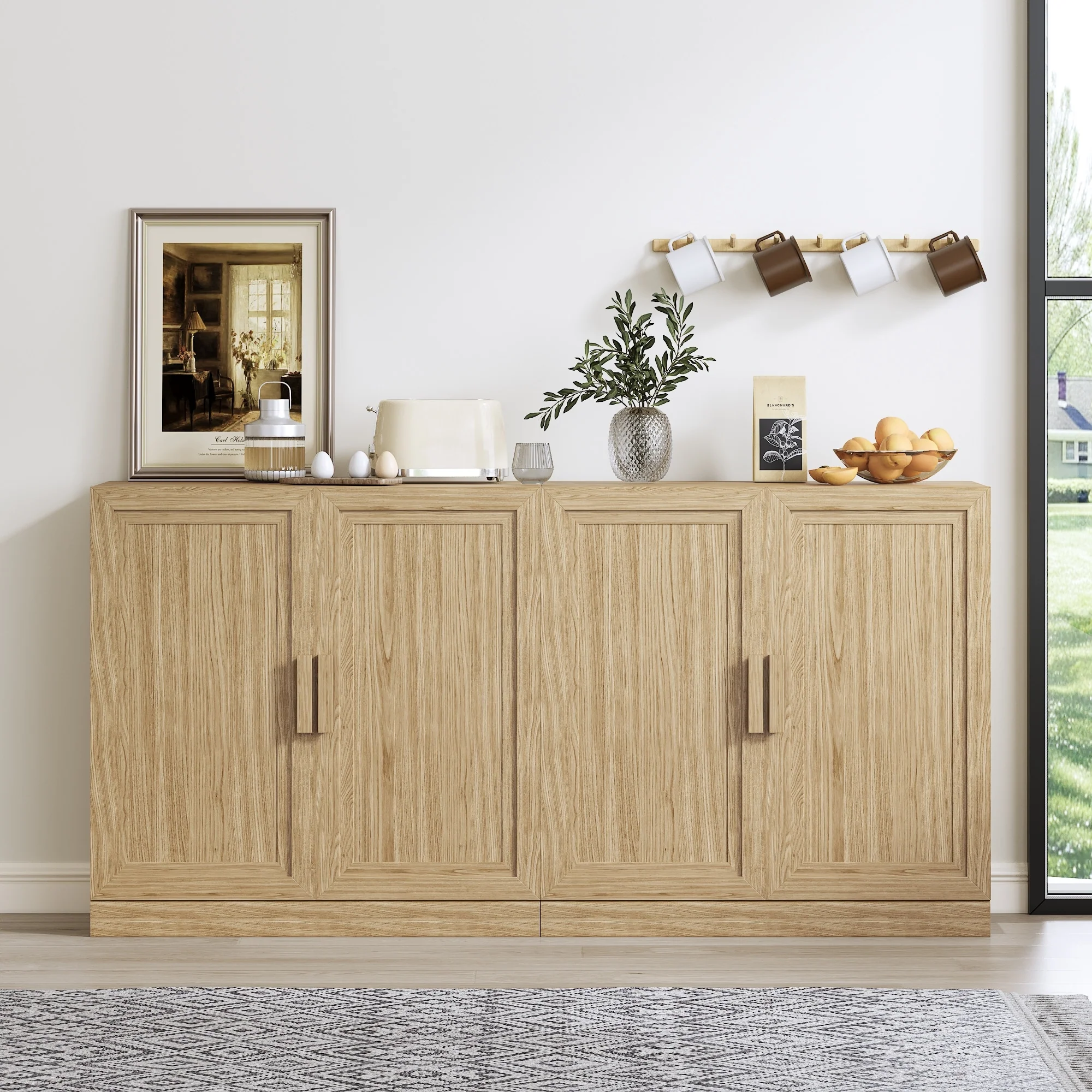 Solid Wood Stackable Cabinet&Sideboard with Adjustable Shelves - 62x31