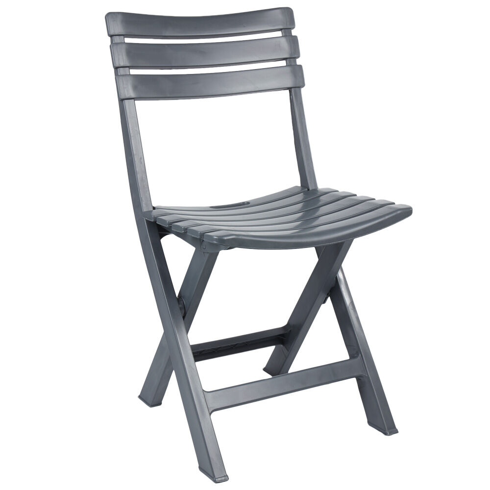 Chaise de jardin pliante Relax plastique gris
