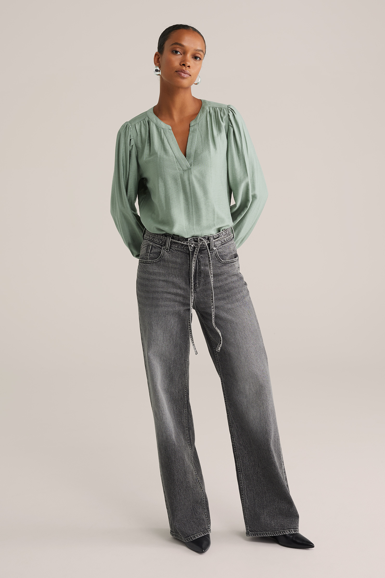 Dames blouse met ballonmouwen