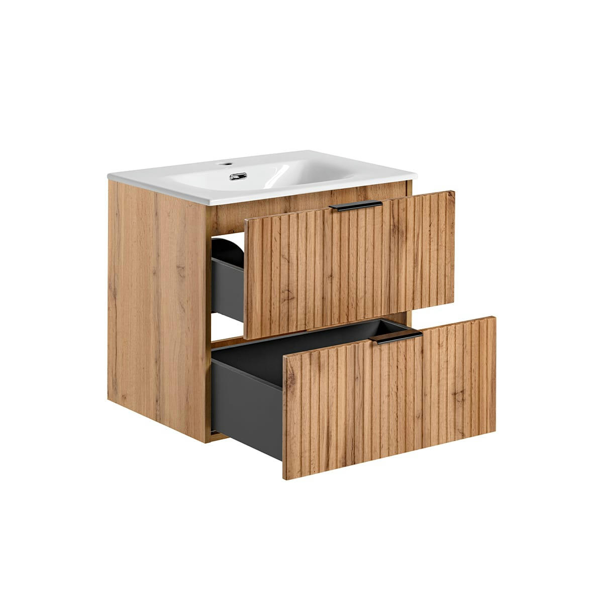 - Meuble simple vasque encastrée 60cm naturel