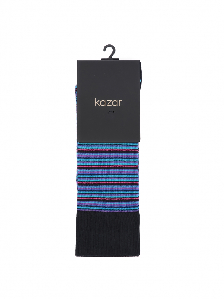 Men’s long, multi-coloured striped socks