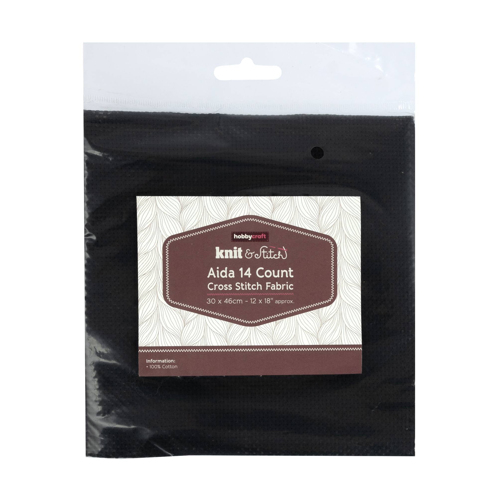 Black 14 Count Aida Fabric 30cm x 46cm