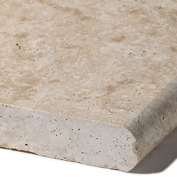 Margelle de piscine Travertin Beige Nuancé 61x33x3 cm Bord 1/2 Rond (à l'unité) - RO'MA NATURE