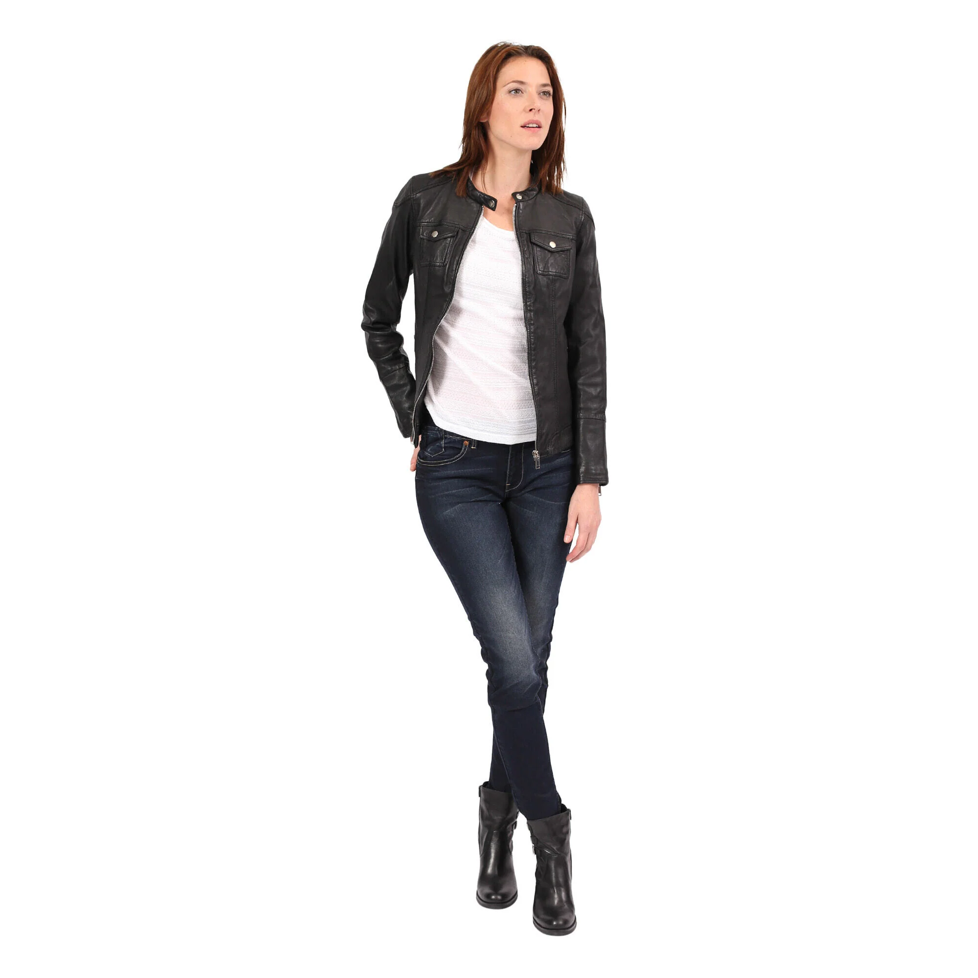 Veste noire en cuir ARYA