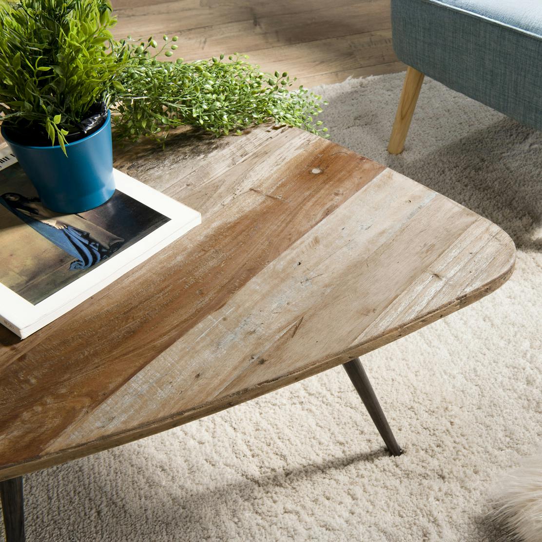 Table d'appoint triangulaire teck recyclé GM SWING