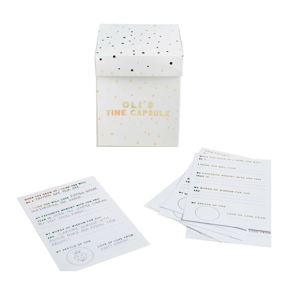 Baby Shower White and Gold Time Capsule