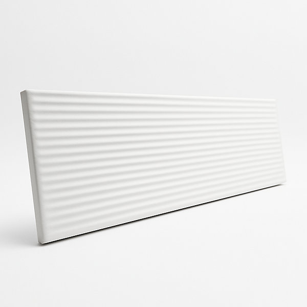 Faïence murale décor relief linéaire blanc cassé mat L.30 x l.7 cm, Minerra