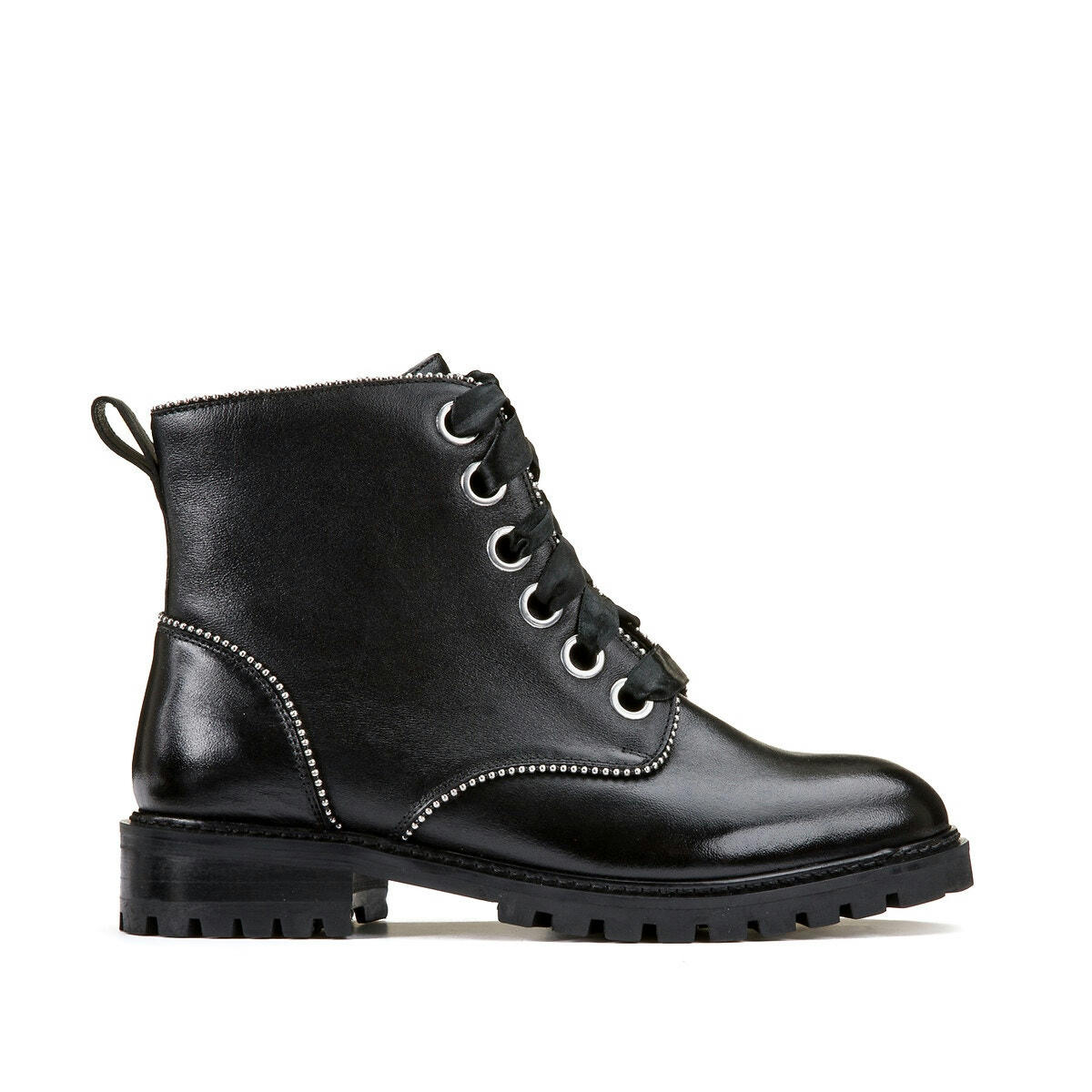 Boots en cuir talon plat pied large 38-45
