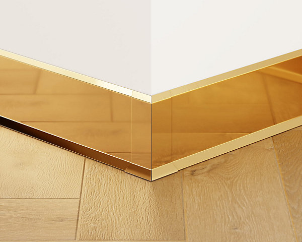 Coin extérieur pour plinthe Ilcom FL Or poli - 30mm x 80 mm x 0,65 ep.