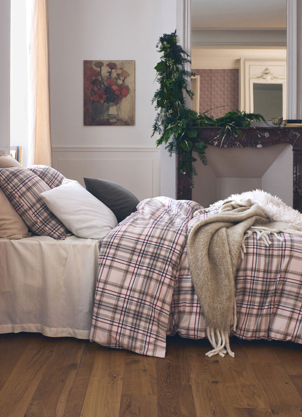 PLAID EFFET MOHAIR BEIGE