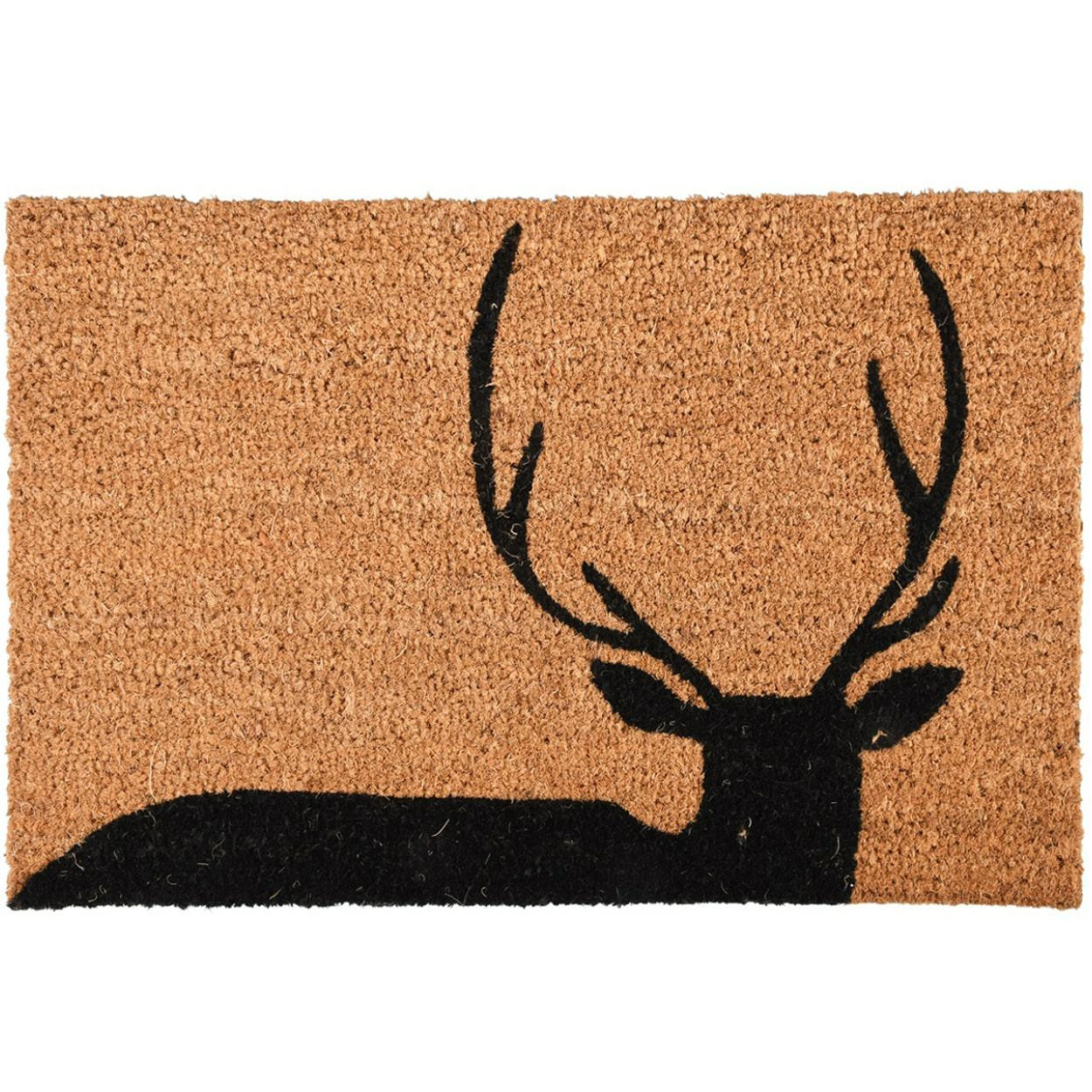 Wycieraczka jeleń z włókna kokosowego brązowa czarna 60x40 cm zewnętrzna