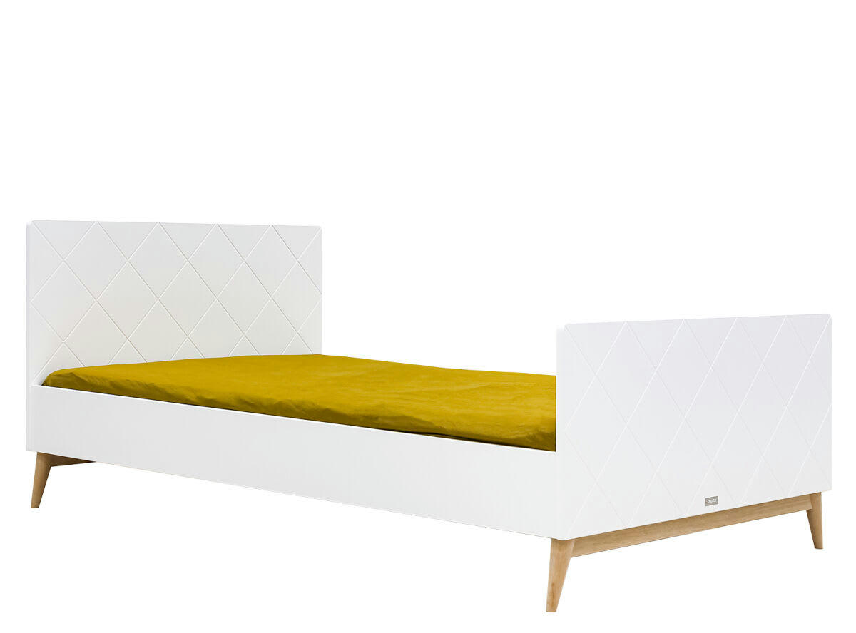 PARIS - Grand lit 120x200 en MDF et chêne blanc