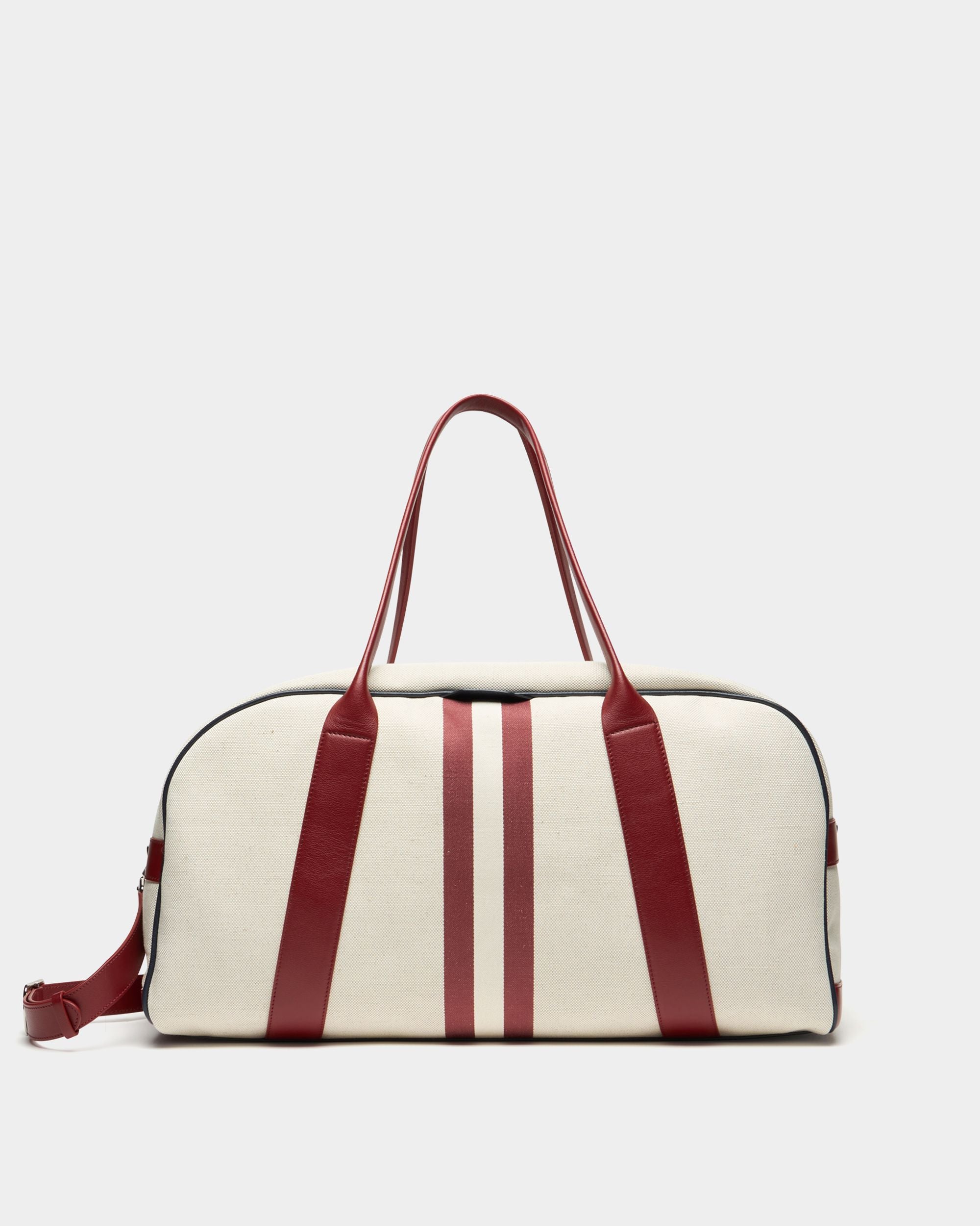 Tennis Kollektion Duffle Bag aus naturfarbenem Baumwoll-Canvas und Leder