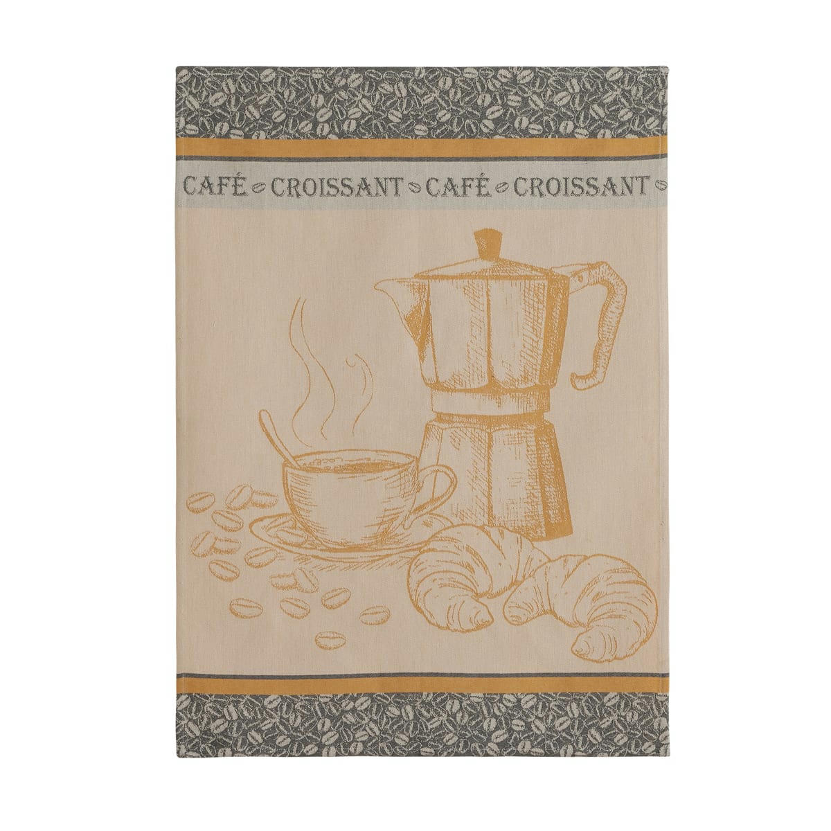 CAFÉ CROISSANT - Torchon en coton beige 50x75