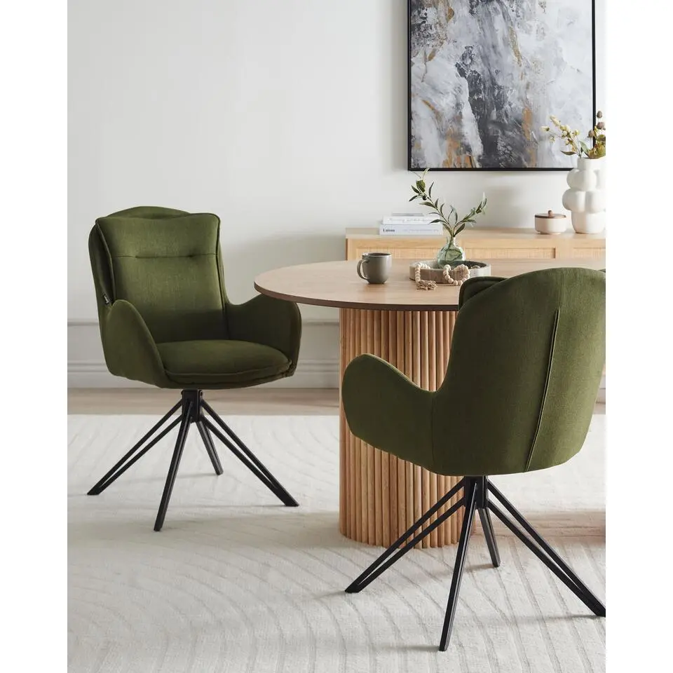 AVELAR - Eetkamerstoel set van 2 - Donkergroen - Stof