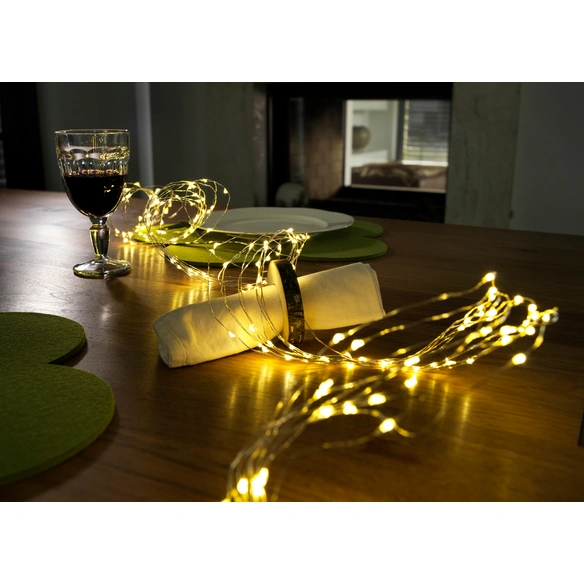 LED-Vorhang, LxH: 590x90 cm, warmweiß, silberfarben