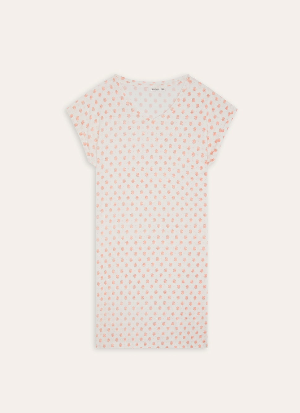 CHEMISE DE NUIT EN COTON MODAL IMPRIMÉ ECRU
