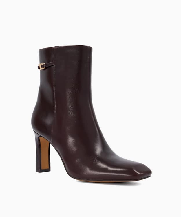 Onora Burgundy - Leather Heeled Ankle Boots