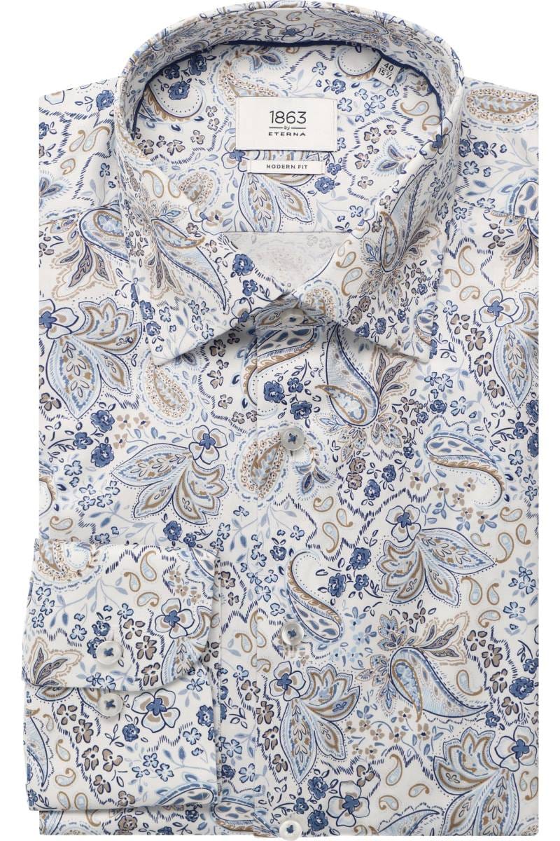 ETERNA 1863 Modern Fit Hemd blau, Bedruckt