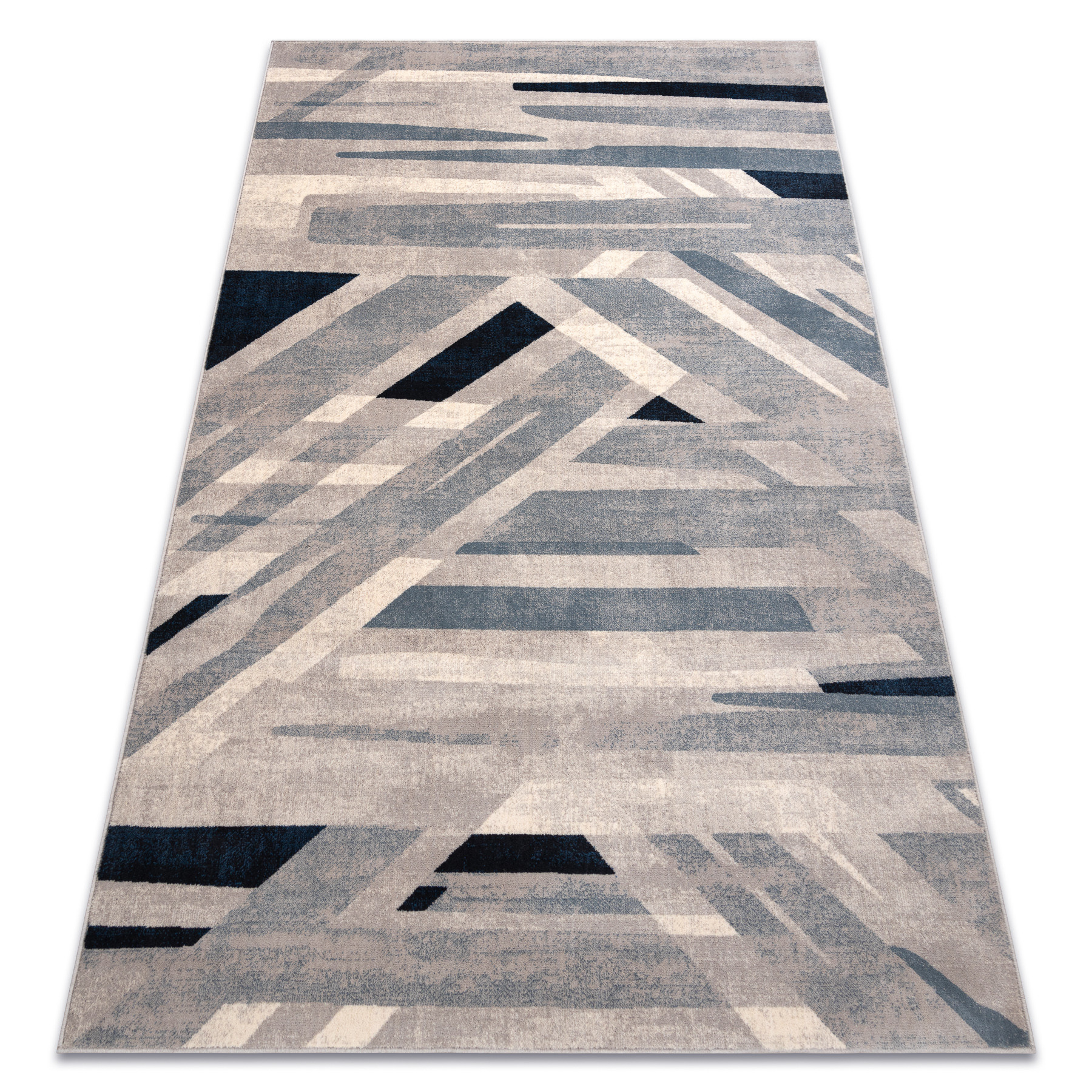 Dywan wełniany NAIN Geometryczny 7706/51655 beż / niebieski 80x150 cm