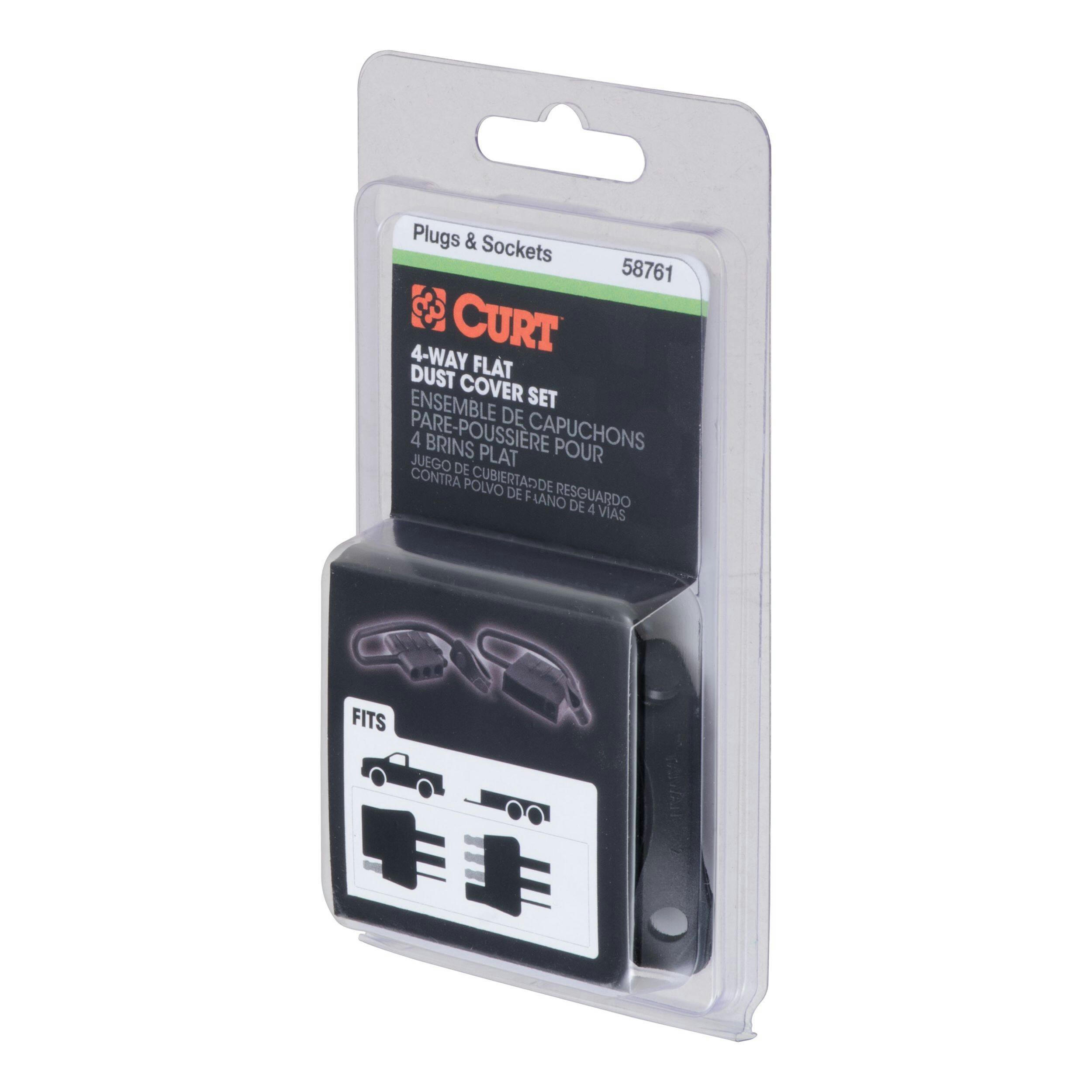 CURT 58761 4-Way Flat Vehicle & Trailer Connector Dust Cover Set (Packaged)