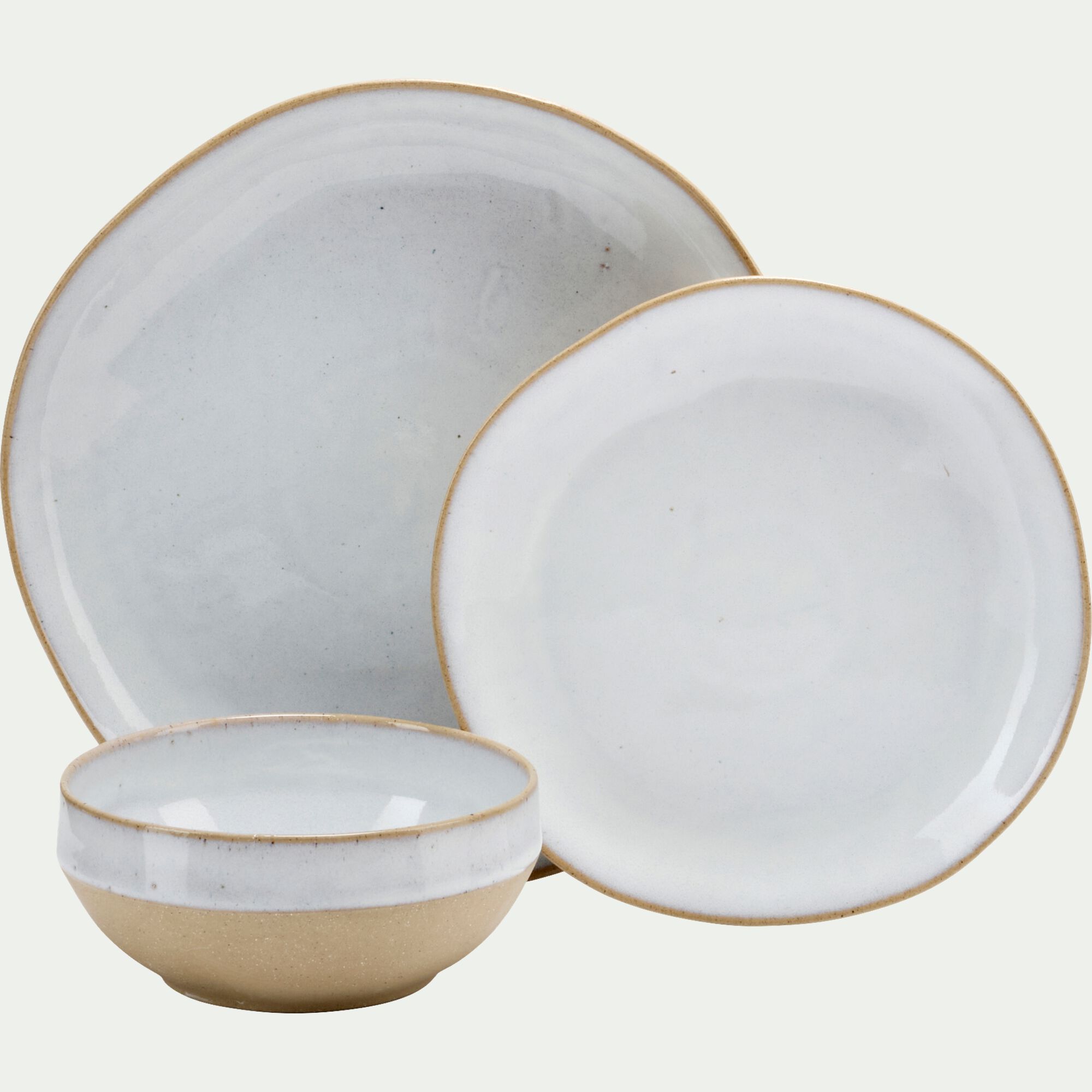 VENUS - Assiette à dessert bicolore en grès recyclé D21,7cm - blanc