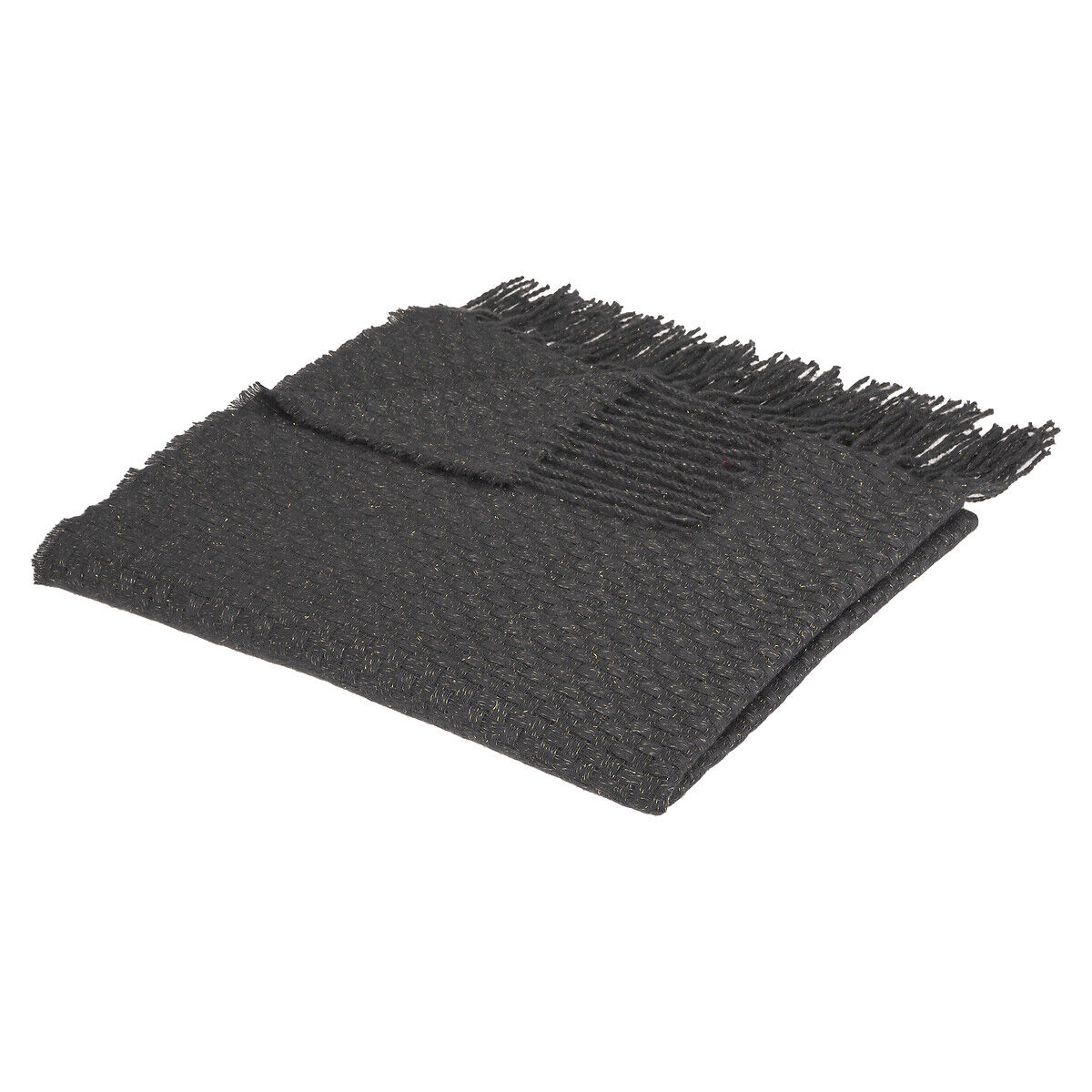 Manta SOUL cinza escuro com franjas 130x180cm