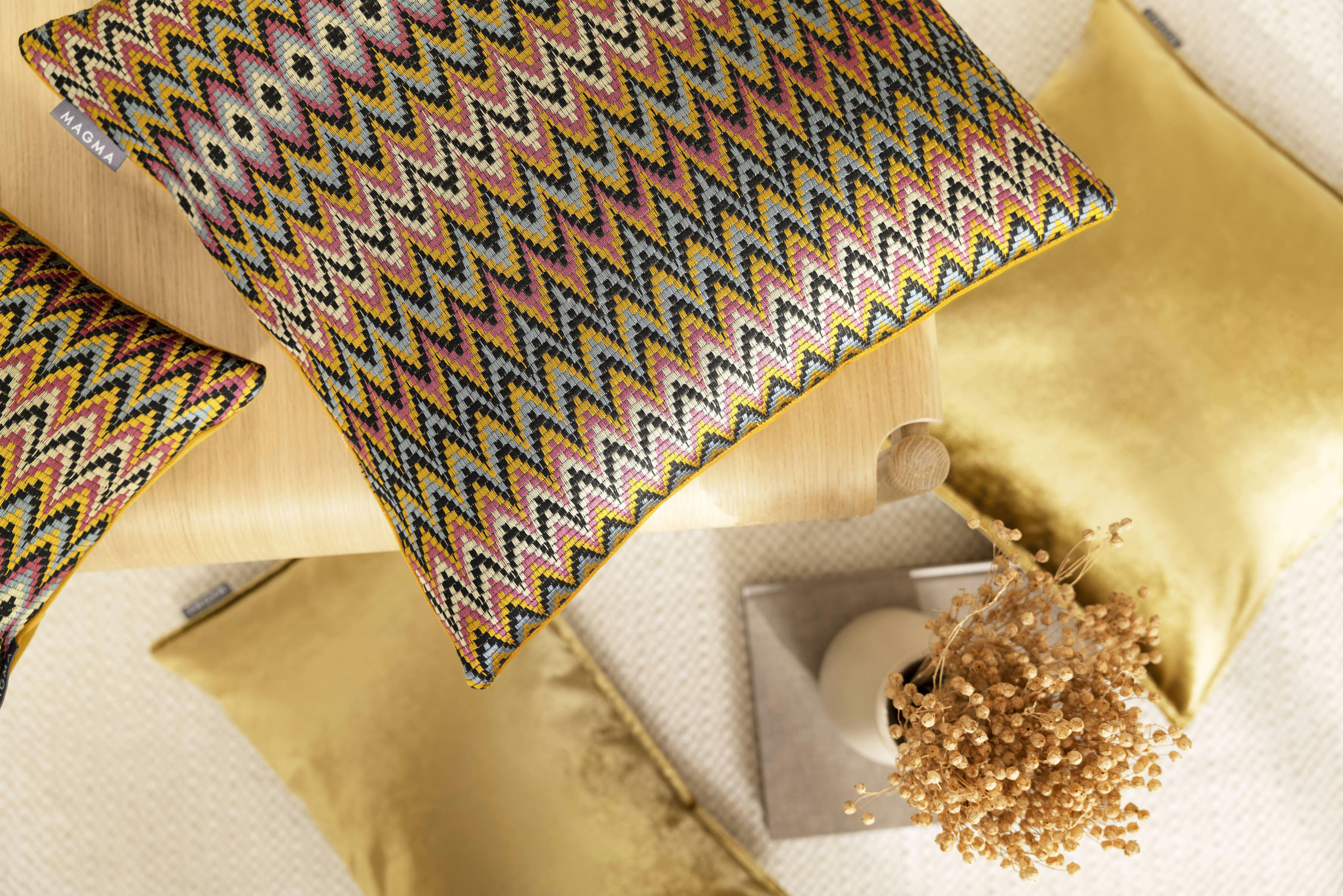 ZIGGY - Housse de coussin viscose multicolore, passepoil-Lot de 2-30x50