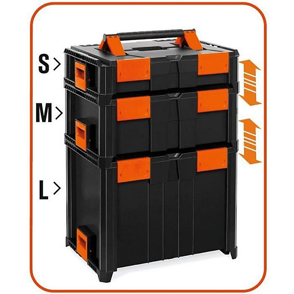 Coffret professionnel TOOD TB 503 en ABS 46x34x36 cm emboîtable noir orange