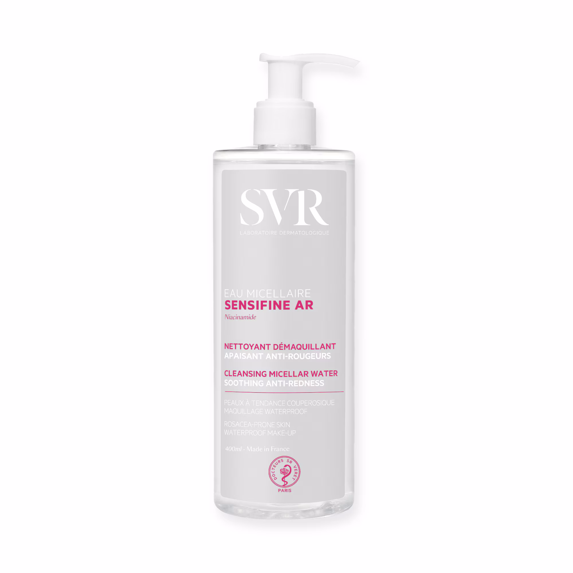 SENSIFINE AR EAU MICELLAIRENettoyant démaquillant apaisant anti-rougeurs. visage, yeux et lèvres.