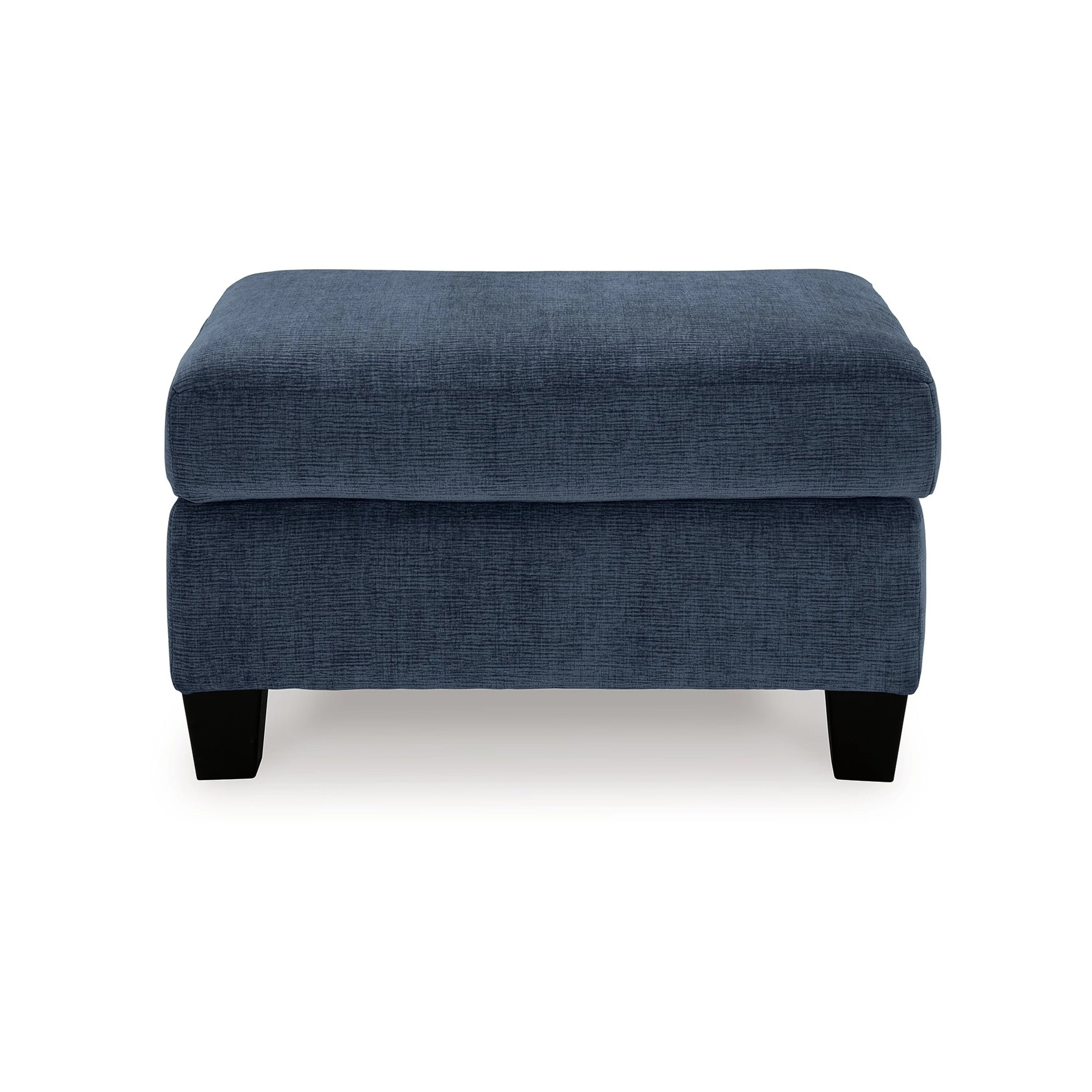 Emilia Rectangular Ottoman Bench, Modern Ink Blue Polyester 24x34 Inch