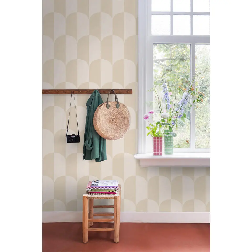 ESTAhome behang art deco bogen beige en zandkleurig - 53 cm x 10.05 m