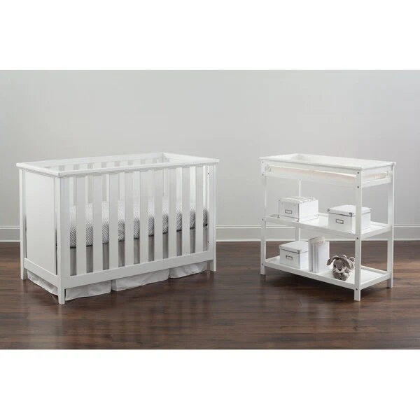 Casey White Crib and Changer-no pad 2 Piece Set