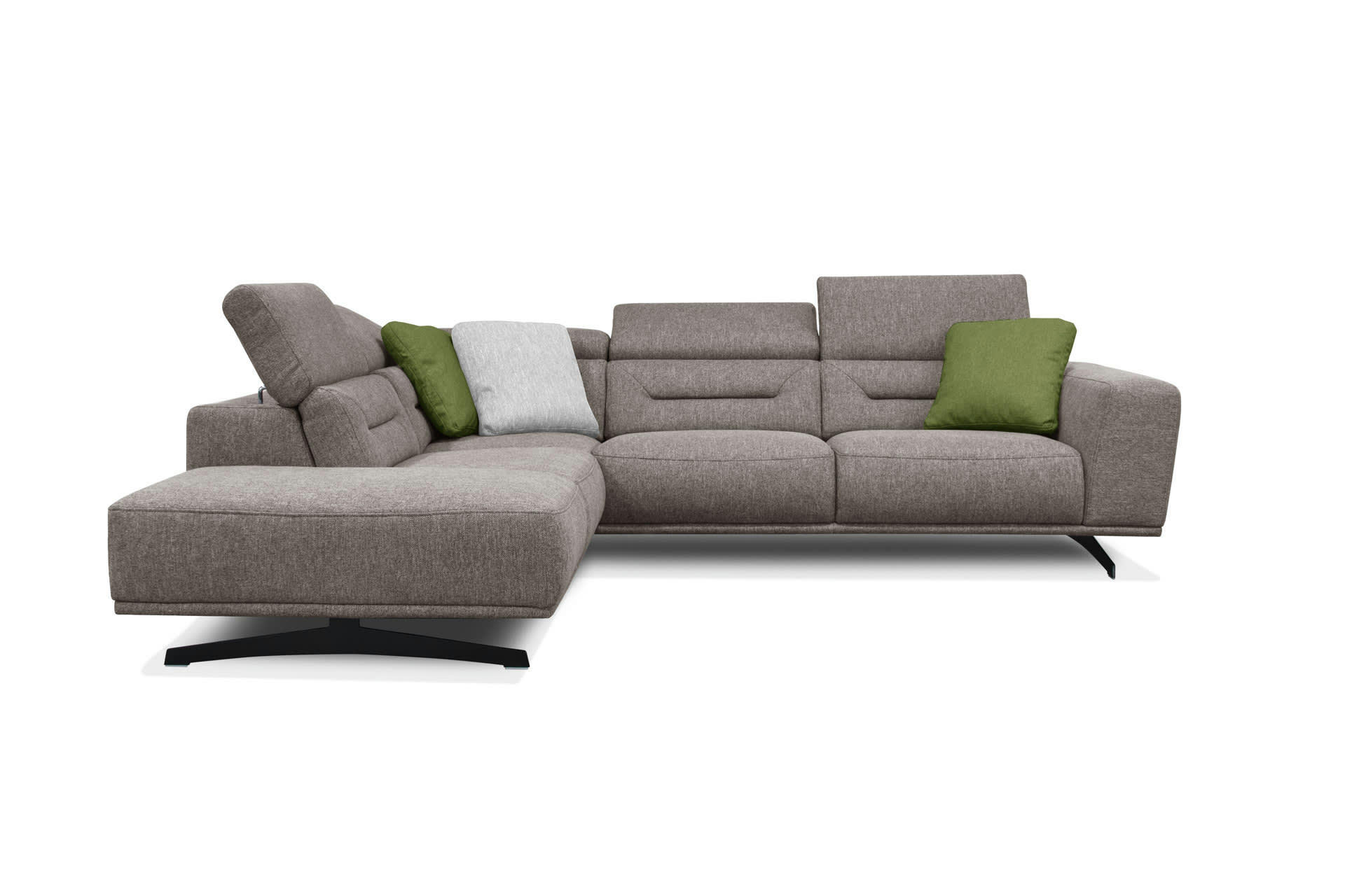 LUCANO - Canapé d'angle gauche 5 places tissu taupe